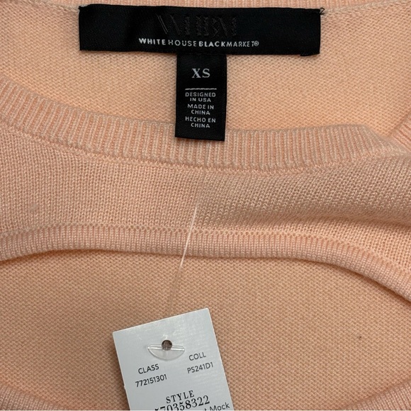 WHBM Cashmere Blend Cutout Crewneck Fitted Sweater Size XS Peach NEW - Picture 8 of 10